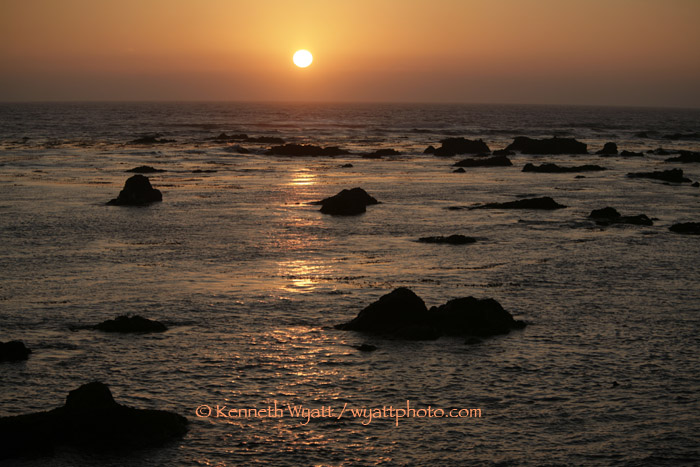 sunset, rocks, beach, California photo